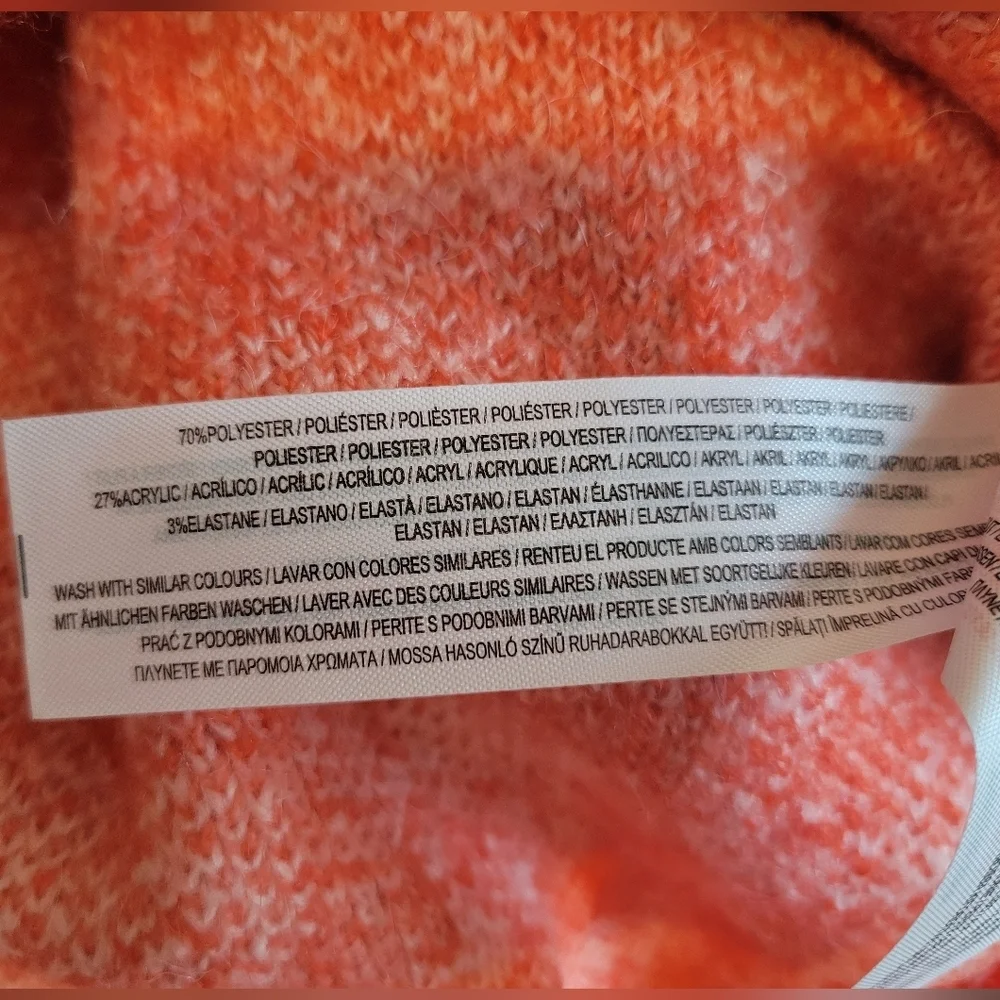 2/$18Primark A-Line Pencil Mini Knee Length Skirt Wool Knit Orange Houndstooth M